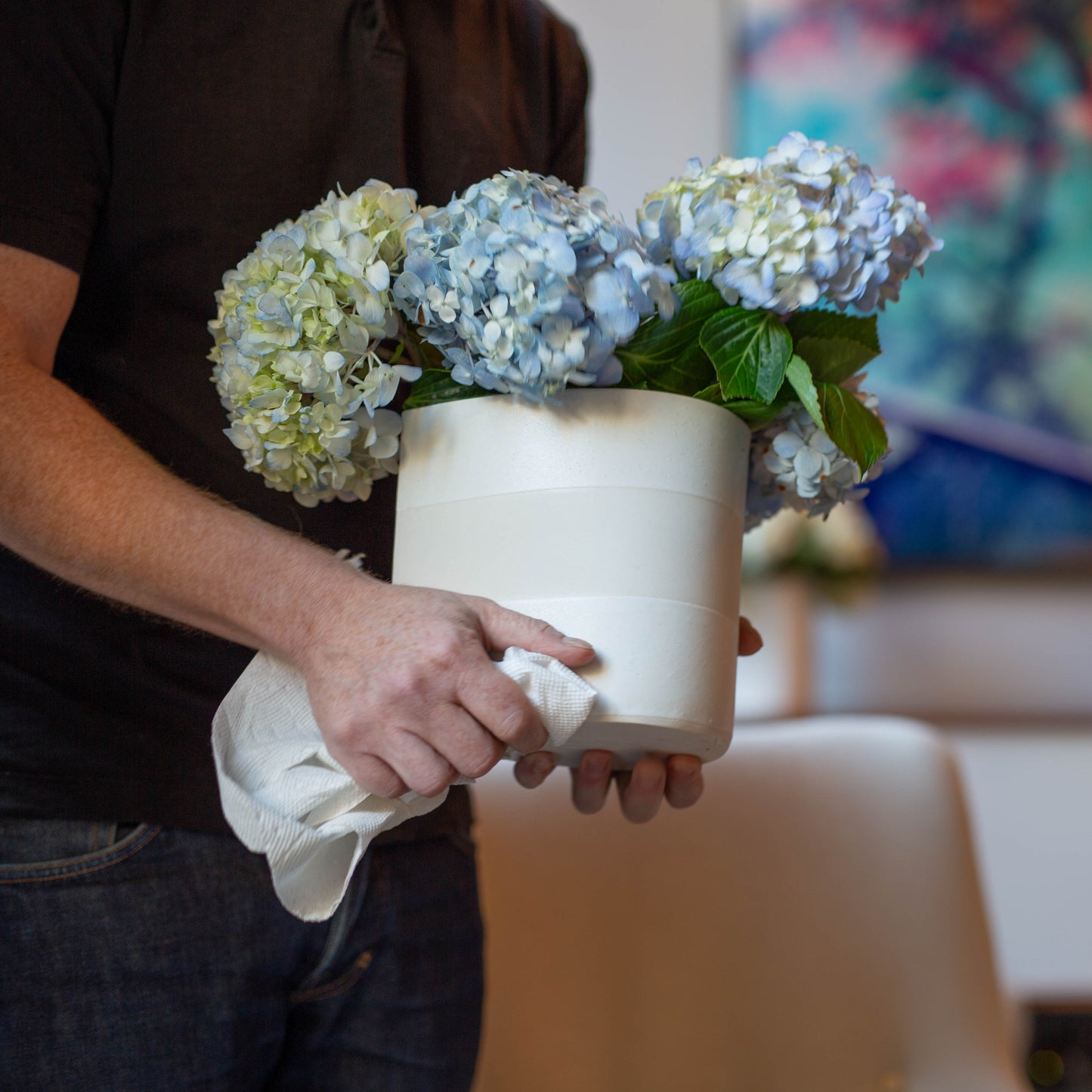 Small Happy Tears vase, white satin glaze on porcelain