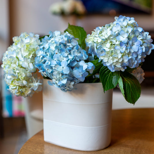 Small Happy Tears vase, white satin glaze on porcelain